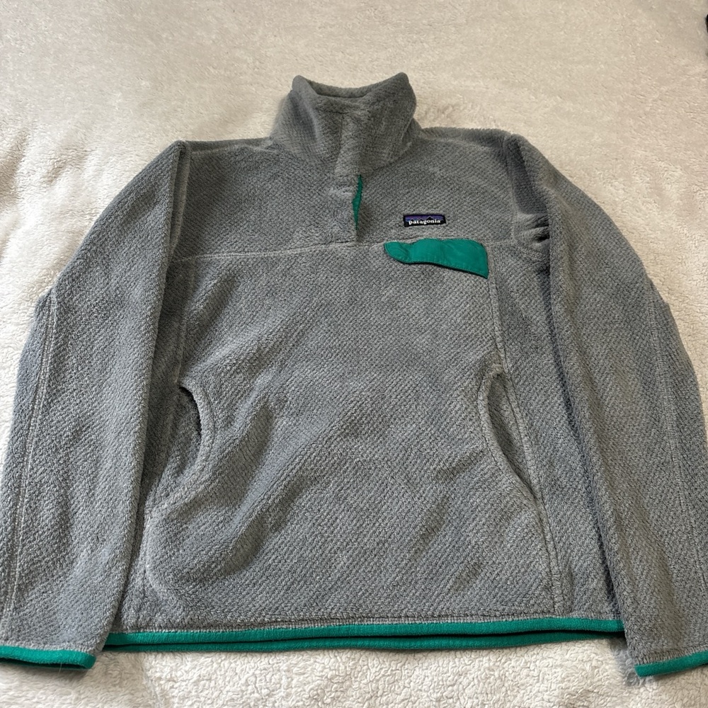 Patagonia Women's Lightweight Synchilla Snap-T Pullover Grey Teal Size M